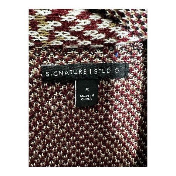 Signature I open front plaid cardigan size small fringe - Picture 4 of 8